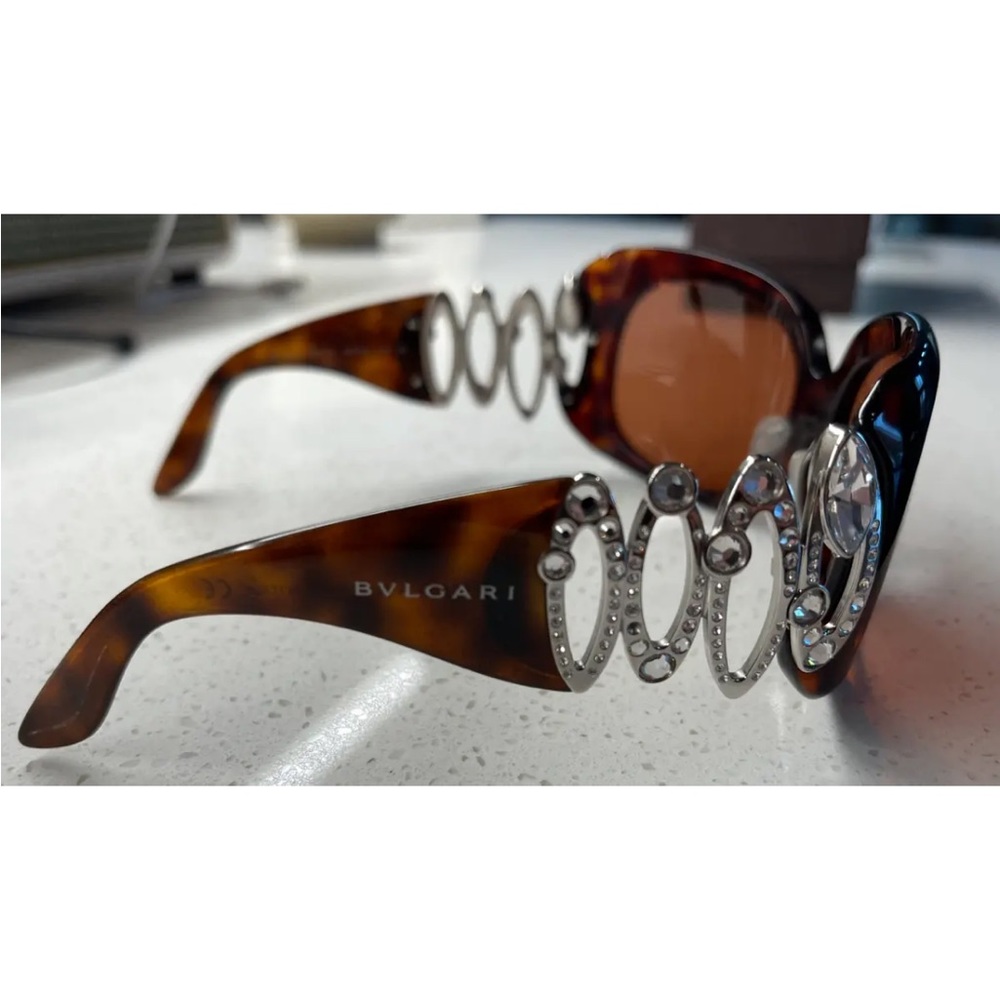 Bulgari Women Sunglasses Swarovski Crystals 8016-b Tortoise